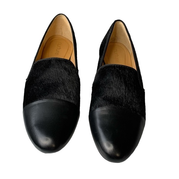 Nurture Shoes - Nurture Reikel black Bovine calf‎ hair cap toe loafer. Size 7.5